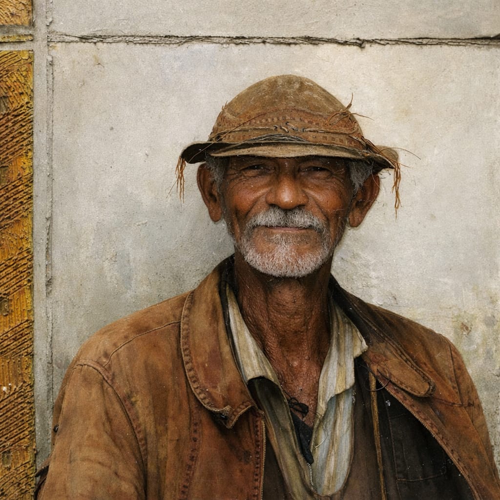A pintura “O Vaqueiro Nordestino”, de Ton Neves, retrata um homem sertanejo com chapéu de couro e roupas tradicionais, destacando elementos da cultura e da identidade do sertão nordestino.